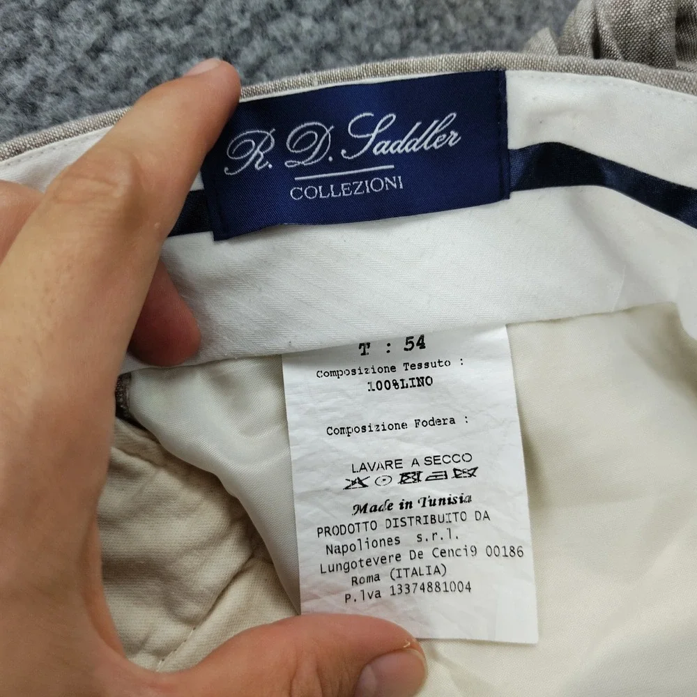 RD Saddler Linen Pants Mens 37x35 Tan Beige Straight Leg Business Casual